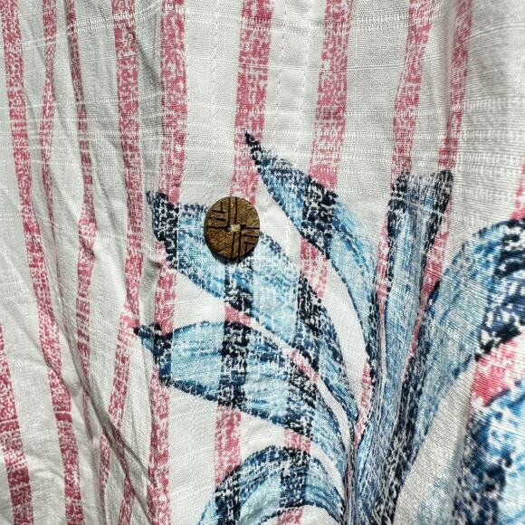 Roundtree & Yorke Caribbean Cotton Leaf Print SS Button Up Shirt Men Large NWT - Picture 10 of 11